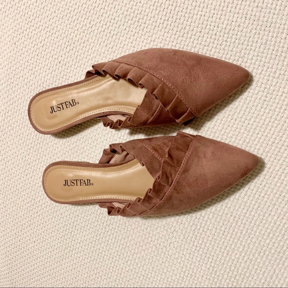 JustFab Shoes - JustFab Pointed Toe Flats Suede Dusty Pink 8